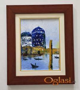Ulje na platnu - Grad na vodi
