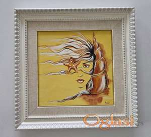 Devojka i morska zvezda - akril na platnu