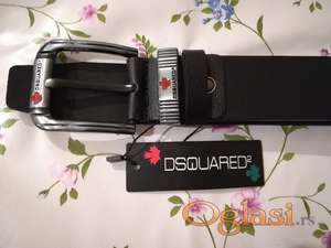 Novi muski kozni markirani kais Dsquared u crnoj boji Novo