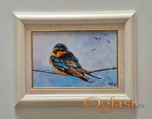 Ulje na lesonitu - Mala pticica, prelepa slika!