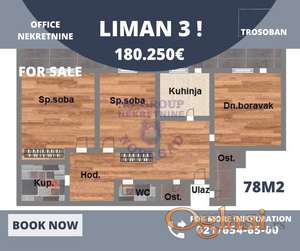 Trosoban - 78m2 - Liman 3! Sa dvorišnom terasom cca 30m2 <<<<<
