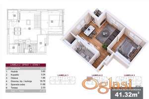 Veternik-Jednoiposoban stan 41 m2 na Prvom spratu u Izgradnji-povrat PDV-065/385 8880