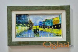 Ulje na platnu - Tramvaj, gradska linija.