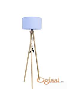 Podna lampa bela/drvo 101